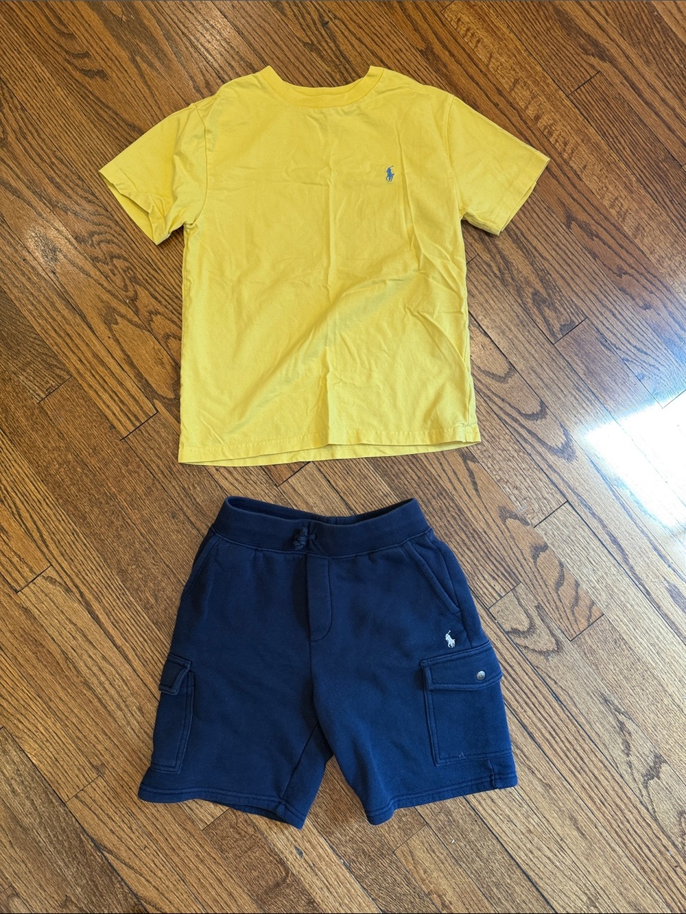 Polo by Ralph Lauren Yellow Tee with Navy Cargo Shorts